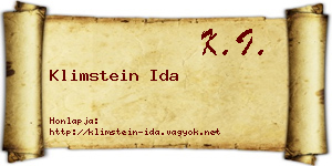 Klimstein Ida névjegykártya